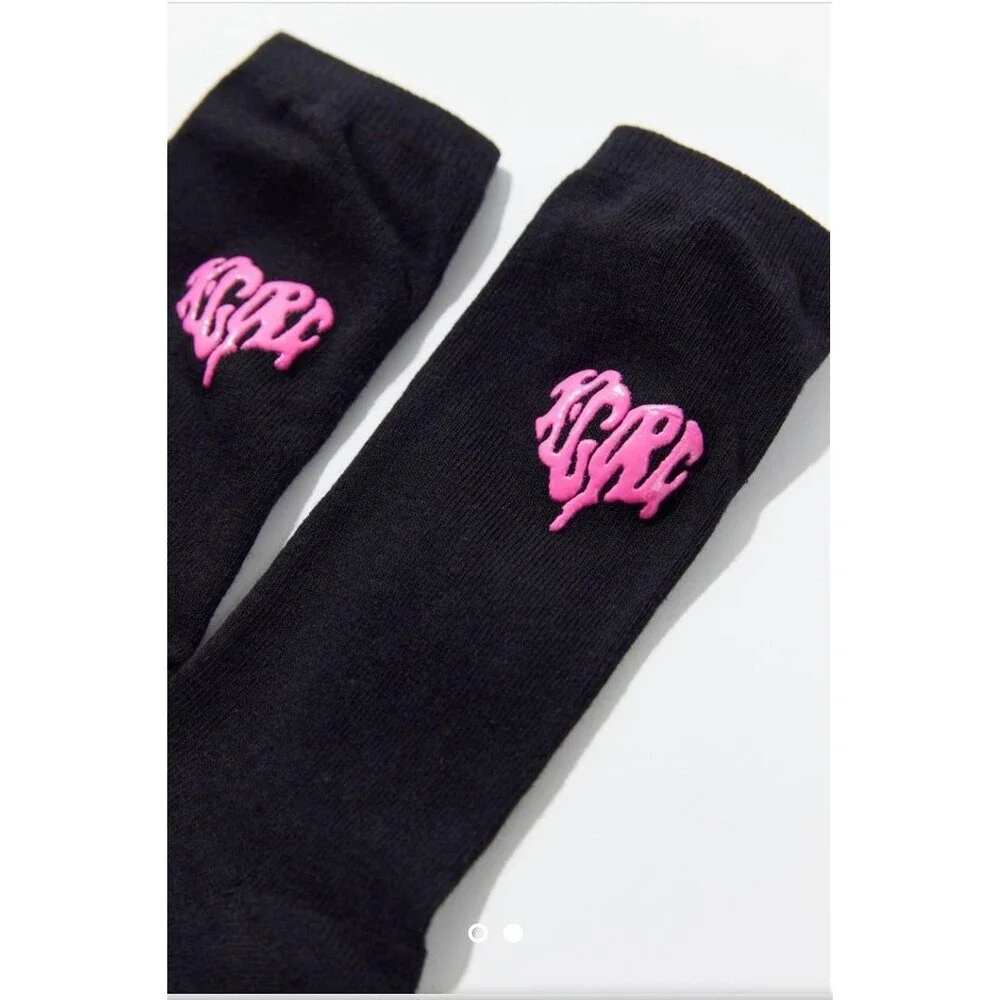 Urban OutfitterX-girl Dripping Heart Logo Crew Sock 3 pair